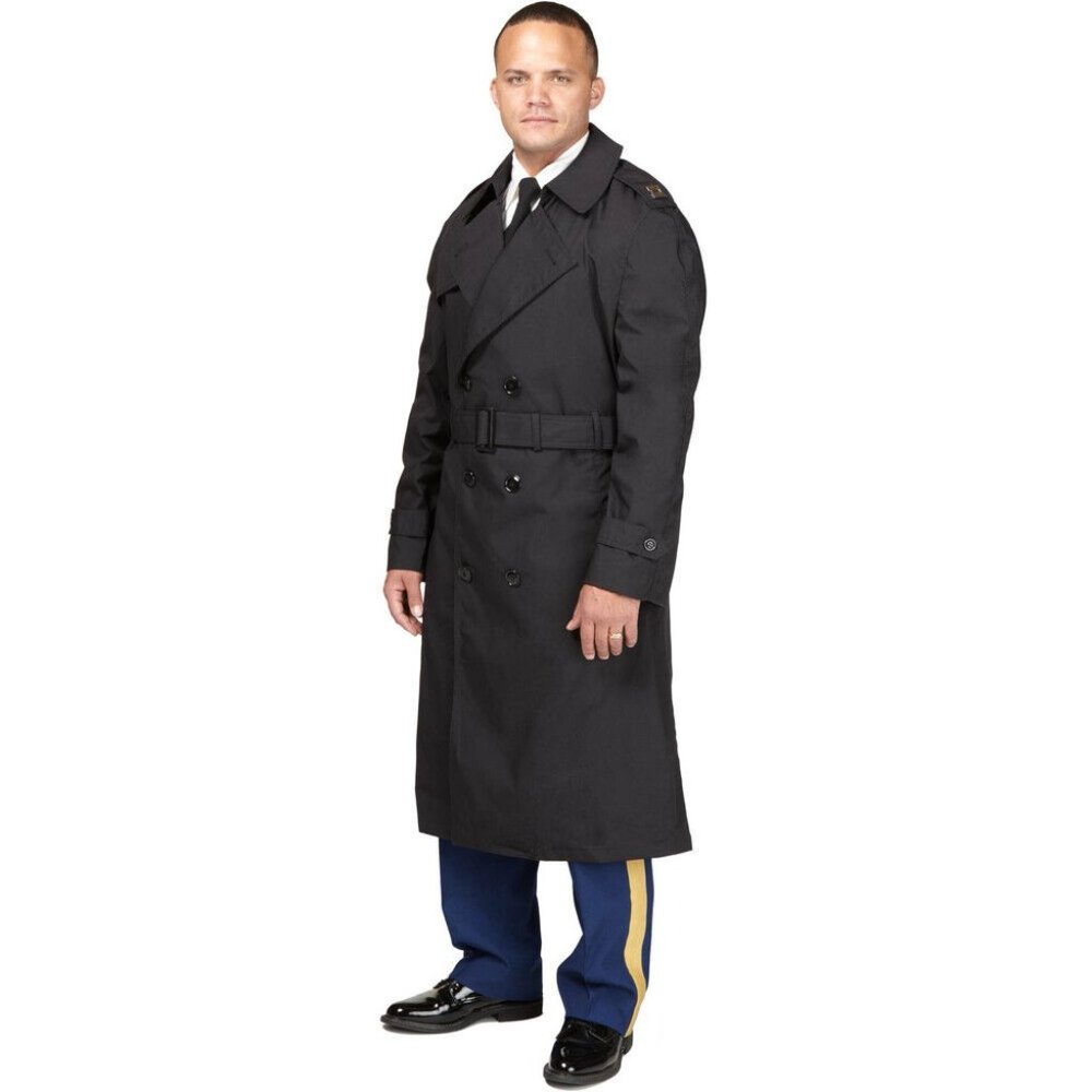 ARMY REGULATION UNIFORM BLACK TRENCH OVERCOAT ALL WEATHER ASU JACKET